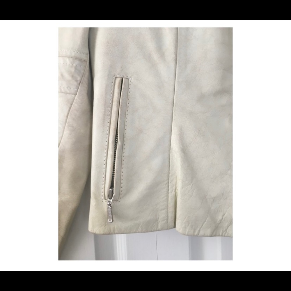 Off White Leather Motorcycle Jacket - image 4